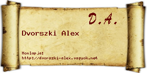 Dvorszki Alex névjegykártya