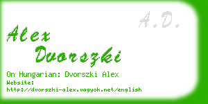 alex dvorszki business card